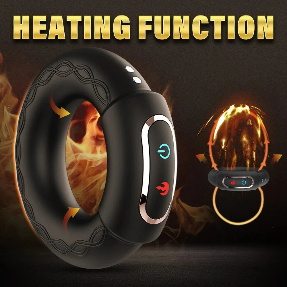 HUAWEN HW-WM250047 Male Heating Vibration Masturbator 10 Frequency Dual Motor Penis Massage Delayed Exercise Silicone Ring Ring