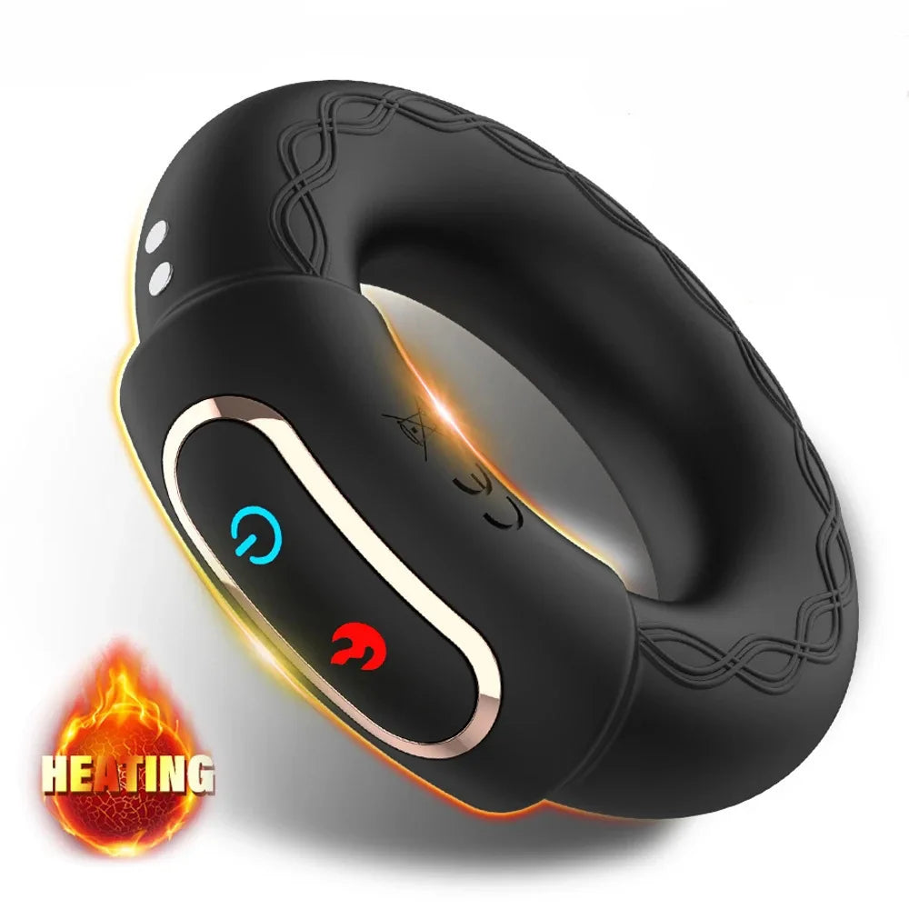 HUAWEN HW-WM250047 Male Heating Vibration Masturbator 10 Frequency Dual Motor Penis Massage Delayed Exercise Silicone Ring Ring