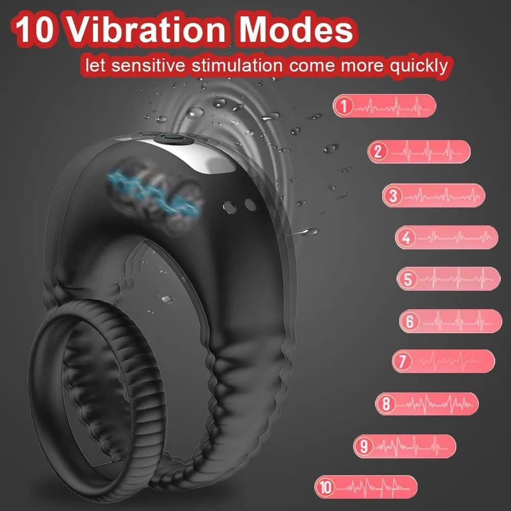 Lock Essence Double Ring USB Charging Vibration Massage Delay Ring Male Masturbator BDSM Toys HUAWEN Brand
