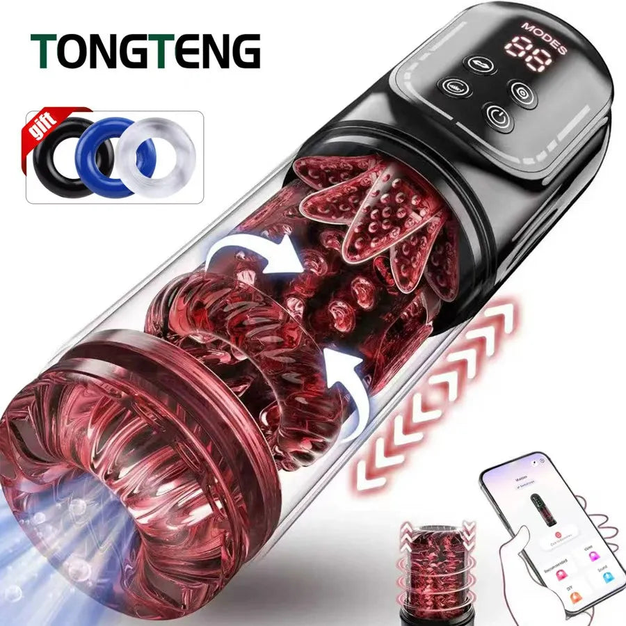 Telescopic Rotation Masturbator Cup Vagina Masturbation Blowjob Adults Sex Toys for Men Male Piston Automatic Mastubator