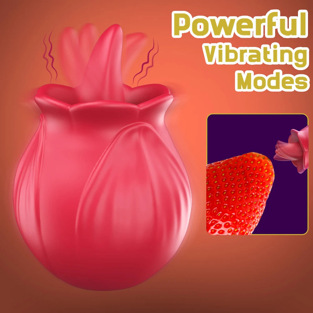 Rose Shape Clitoris Sucking Vibrator Tongue Licking Nipple Anal Stimulator Fast Orgasm Women Masturbator Lesbian Sex Toys 1pc