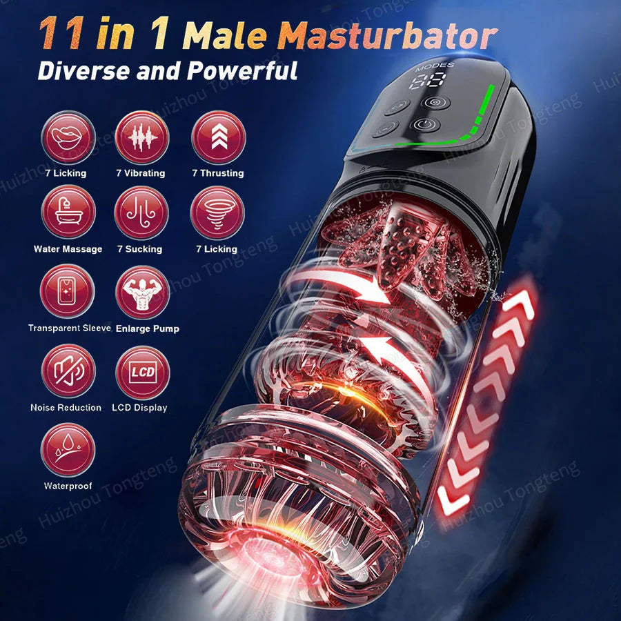 Telescopic Rotation Masturbator Cup Vagina Masturbation Blowjob Adults Sex Toys for Men Male Piston Automatic Mastubator