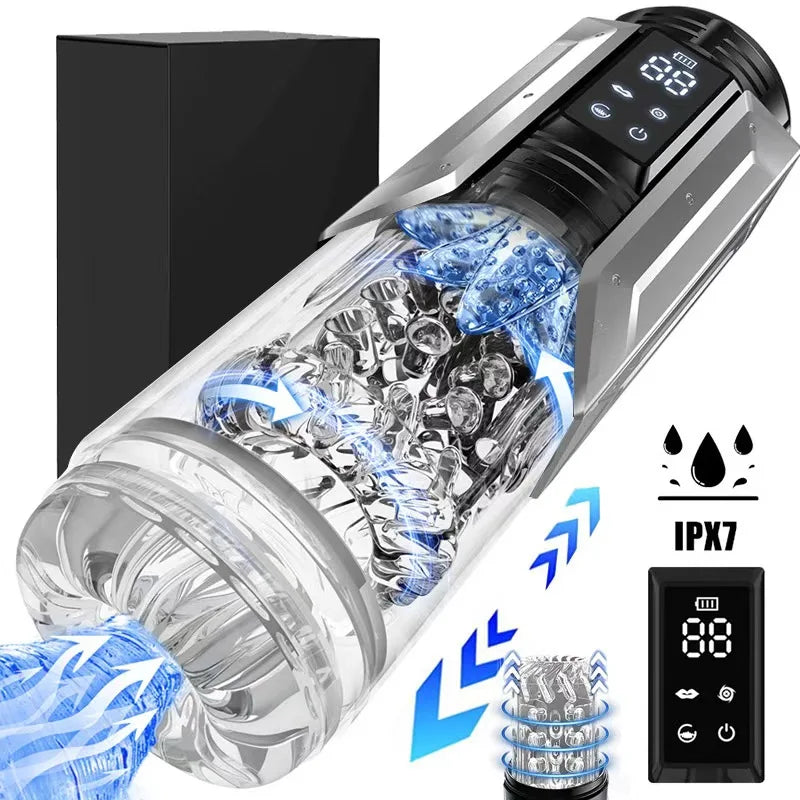 Telescopic Rotation Masturbator Cup Vagina Masturbation Blowjob Adults Sex Toys for Men Male Piston Automatic Mastubator