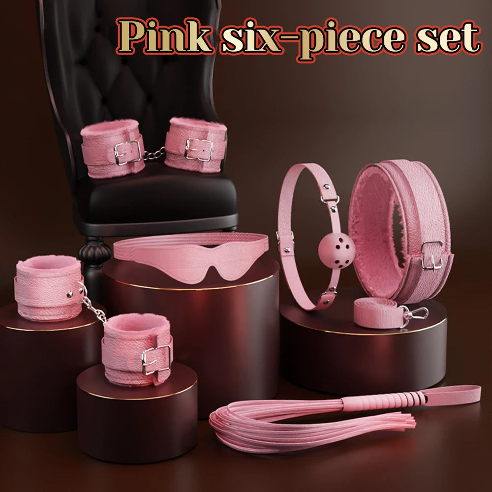 Sex Toys For Woman Couples Handcuffs Set BDSM Bondage Gear Bed Restraints Rope Strap Adult Game Wrists Neck Cuffs & Eye Mask